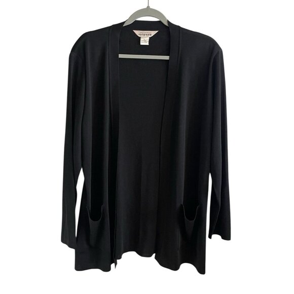 Misook Black Slinky Knit Cardigan Size Large Career Office Capsule Wardrobe - Picture 1 of 7